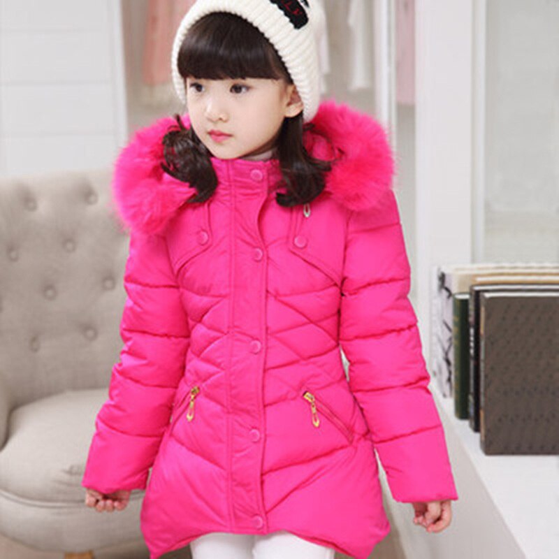 Meninas casacos de inverno moda algodão acolchoado pele com capuz parka crianças engrossar quente outwear roupas crianças jaquetas 5 7 9 11 12 anos