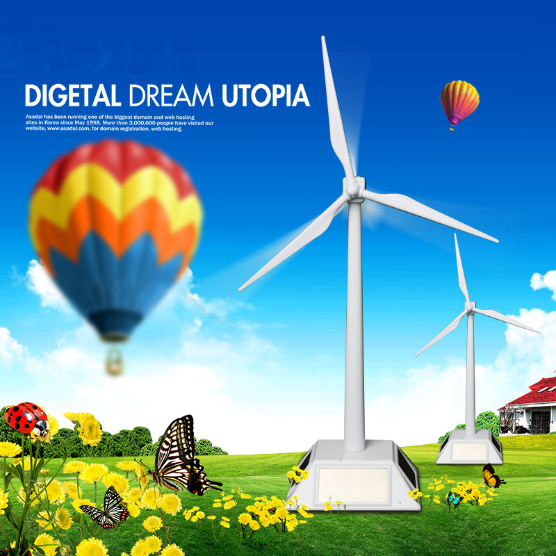 Solar Powered Windmills Model Wind Turbine Model ABS Plastic Toys Easy to Assembled Toys Desktop model
