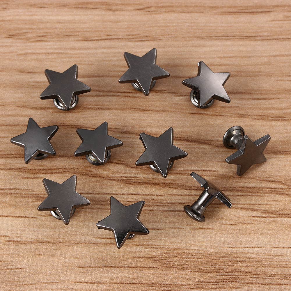 20Pcs Metal Stars Klinknagels Diy Kleding Hoed Tas Schoenen Lederen Ambachten Decoratie Benodigdheden Kledingstuk Naaien Glas Boor Nail Knop