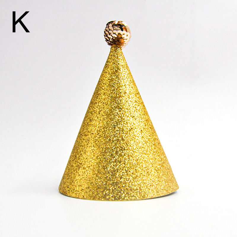 Happy Birthday Party Hats Paper Gold Sequin Birthday Cap Baby Shower Kids Adults Birthday Party Decorations Hats Supply: K