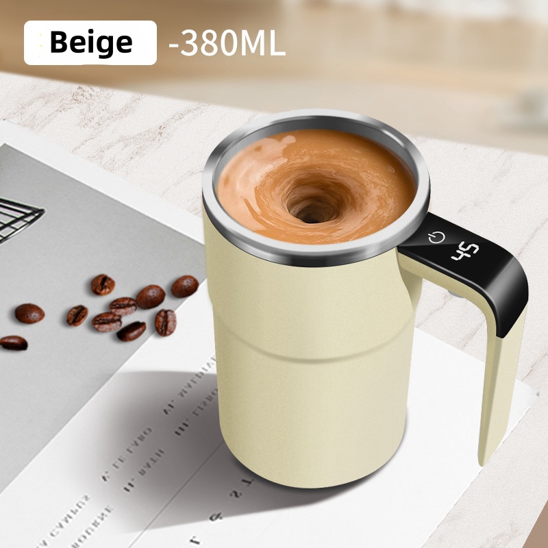 Caneca elétrica de café com mistura automática, 380ml, ip67, à prova d'água, agitação de café, carregamento usb, display digital, copo magnético automático: Vermelho
