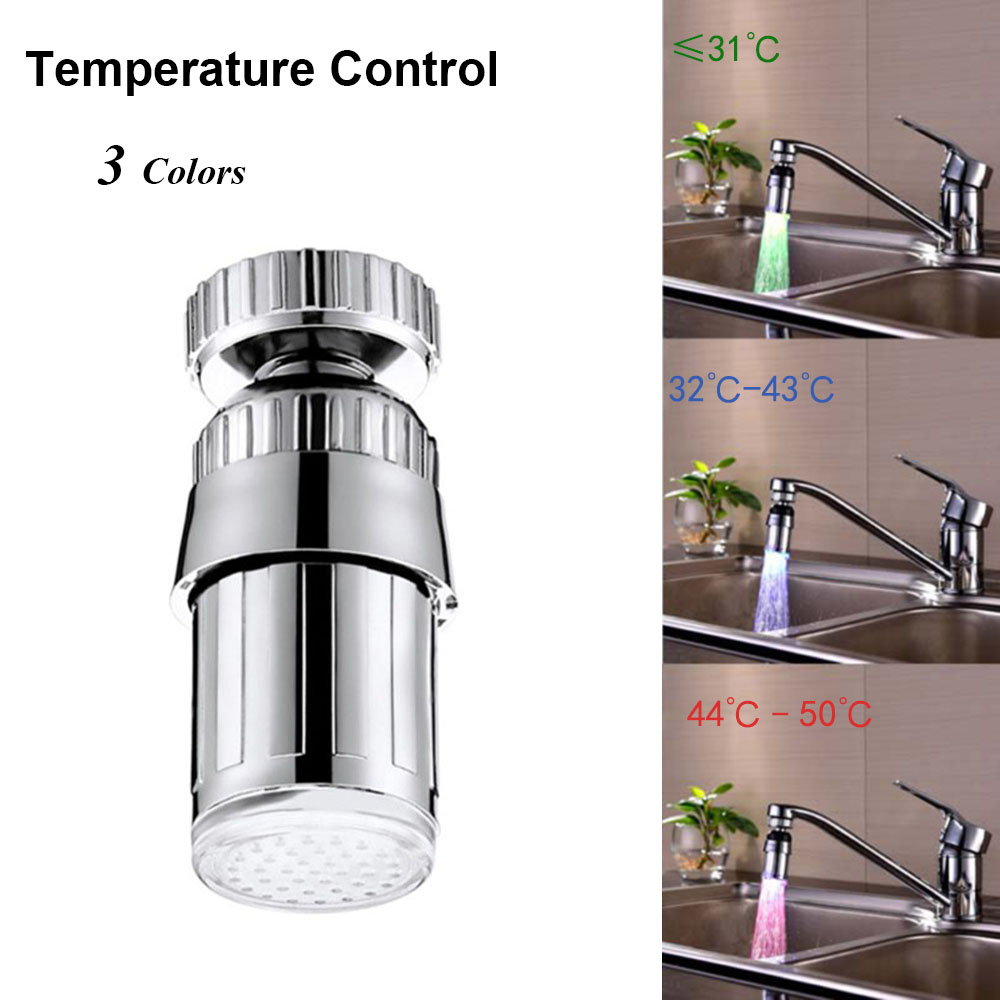 360 Degree Rotation Color Automatically RGB Shower Hydroelectric Power Temperature Sensor Light Water Tap Glow LED Faucet: Temperature Control
