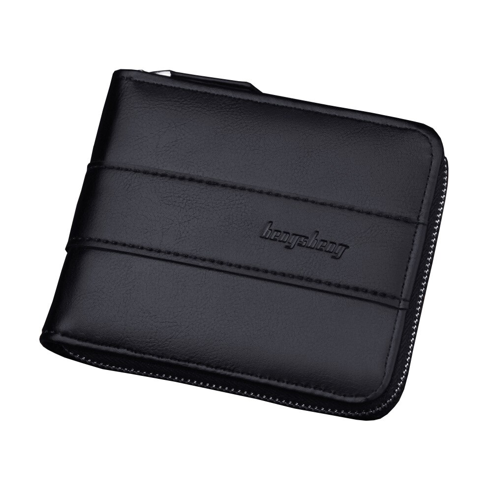 ¡Novedad de ! Cartera corta para hombre, cartera para hombre con cremallera, monedero Retro multifunción de gran capacidad para hombre: 1122 black