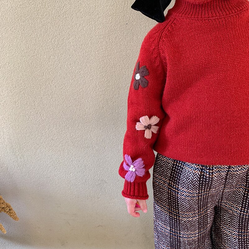 2020 nuovo Bambino di Inverno Delle Ragazze Lavorato A Maglia Pullover Maglie E Maglioni Stile Coreano Crochet Dolcevita Collare Magliette E Camicette Bambini Bambini Maglione Caldo