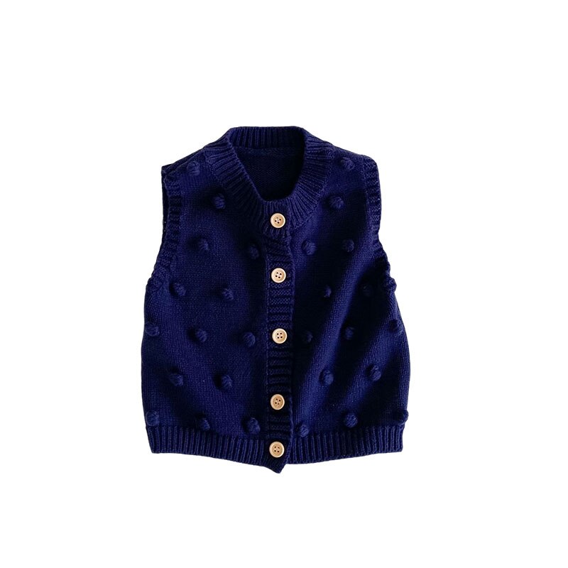 Baby Vest Coat Handmade Ball Baby Girl Boy Clothes Autumn Infant Girls Boys Outerwear Toddler Baby Cardigan Coats 1PC: Navy / 66cm