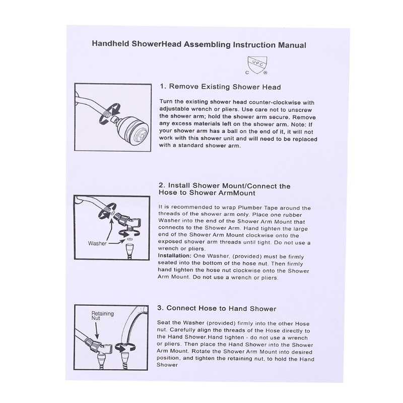 High Pressure Handheld Shower Set With Hose Bracket and 3 Spray Settings, Chrome
