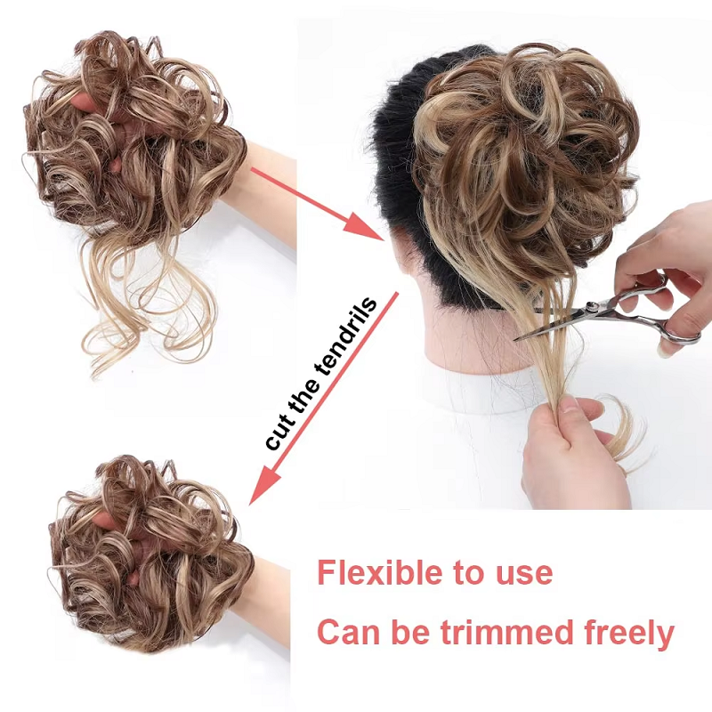 WIGSIN Synthetic Messy Bun Hair Extension Claw Clip in Hair Piece Hair Buns Short Curly Hair for Women
