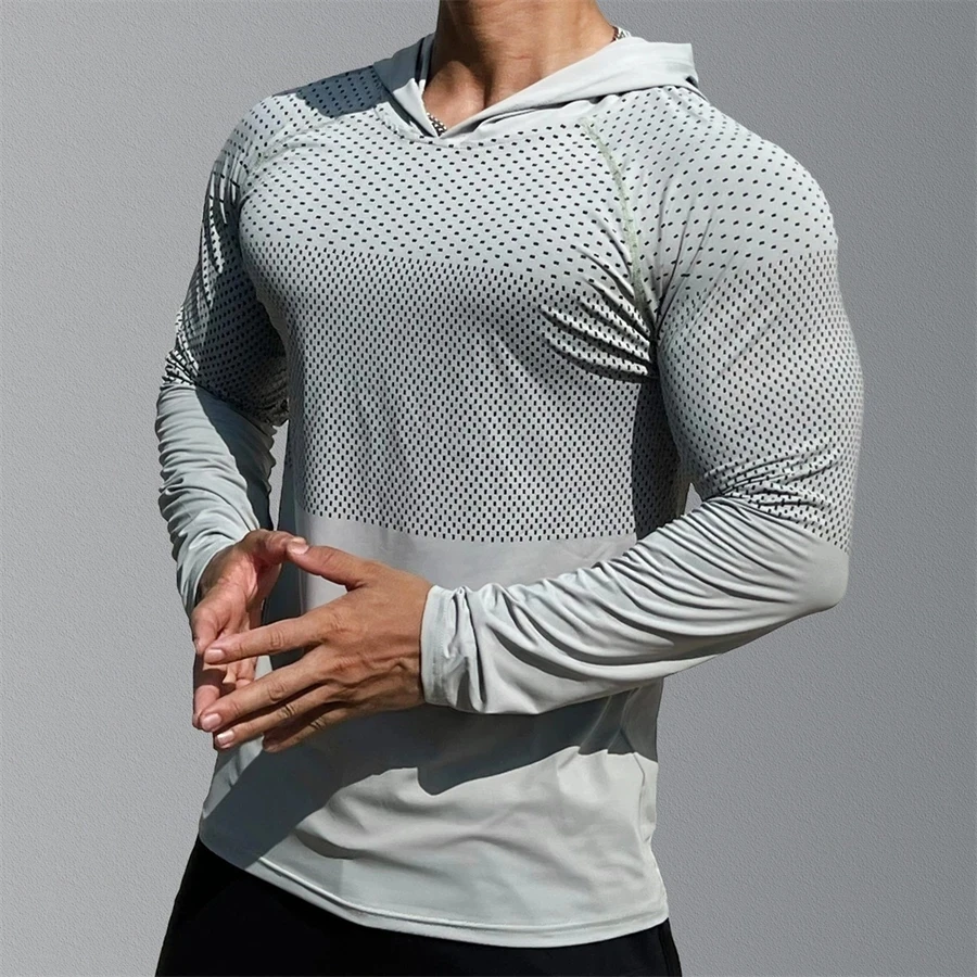 Männer Fitness Laufen Sport Hoodies Fitnessstudio Jogger Mit Kapuze 2024 Neue draussen Sport Sportlich Kleidung Männlich Ausbildung Sweatshirt Spitzen: XL / Beige