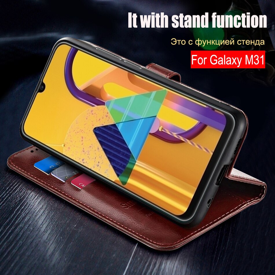 Funda abatible para Samsung M31, funda trasera de TPU de protección completa para Samsung Galaxy M31 M315F M 31, carcasa de teléfono de parachoques + ranura para tarjeta