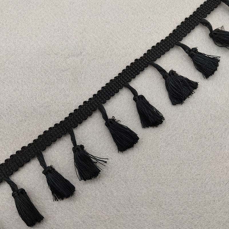 1Yards of Pack 40MM Width Fringe Trim Lace Fibre Tassel Clothes Accessories Wedding Dress Tassel Ribbon Diy: Black