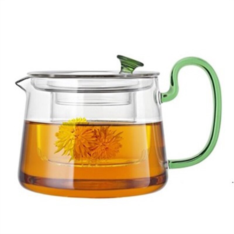 Hittebestendige Glas Flower Tea Pot, praktische Fles Bloem Theekopje Glas Theepot Met Zetgroep Thee Blad Kruiden Koffie