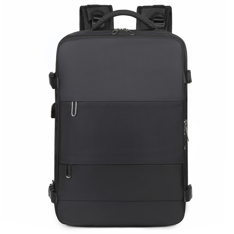 Travel bag, independent shoe compartment, large capacity luggage bag, solid color backpack, business commuting computer bag: black
