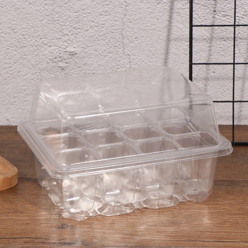 Kwekerijpotten, plantenbak, kweekbak met koepel en bodem, tuinkweekkast, tuinbenodigdheden, 6/12 plastic: 12 gaten transparant