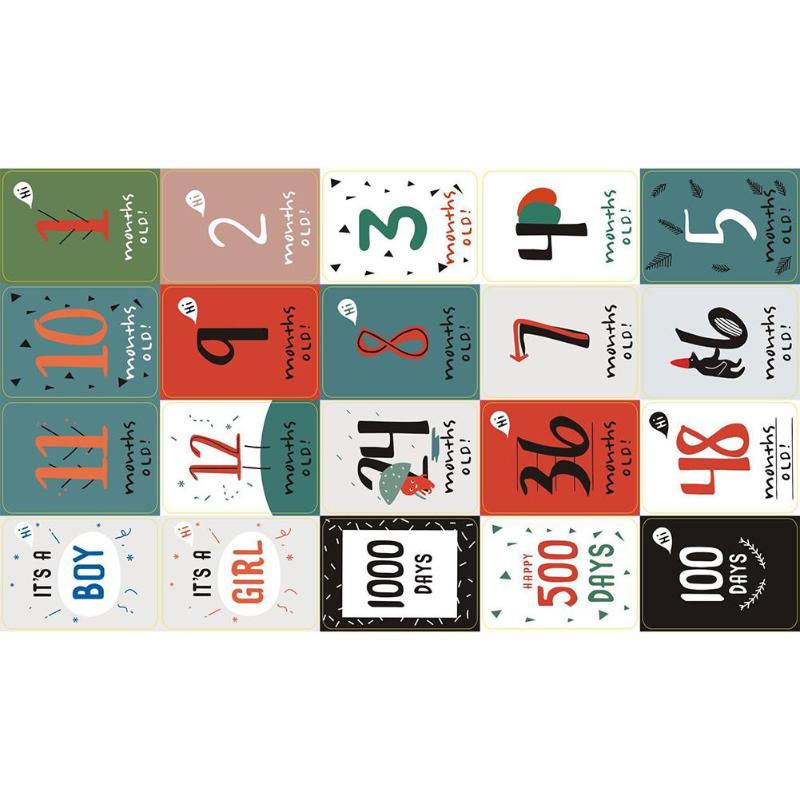 20pcs Baby Growth Milestone Commemorative Card Month Days Photography Props Infant Baby Growth Record Photo Props Accessories