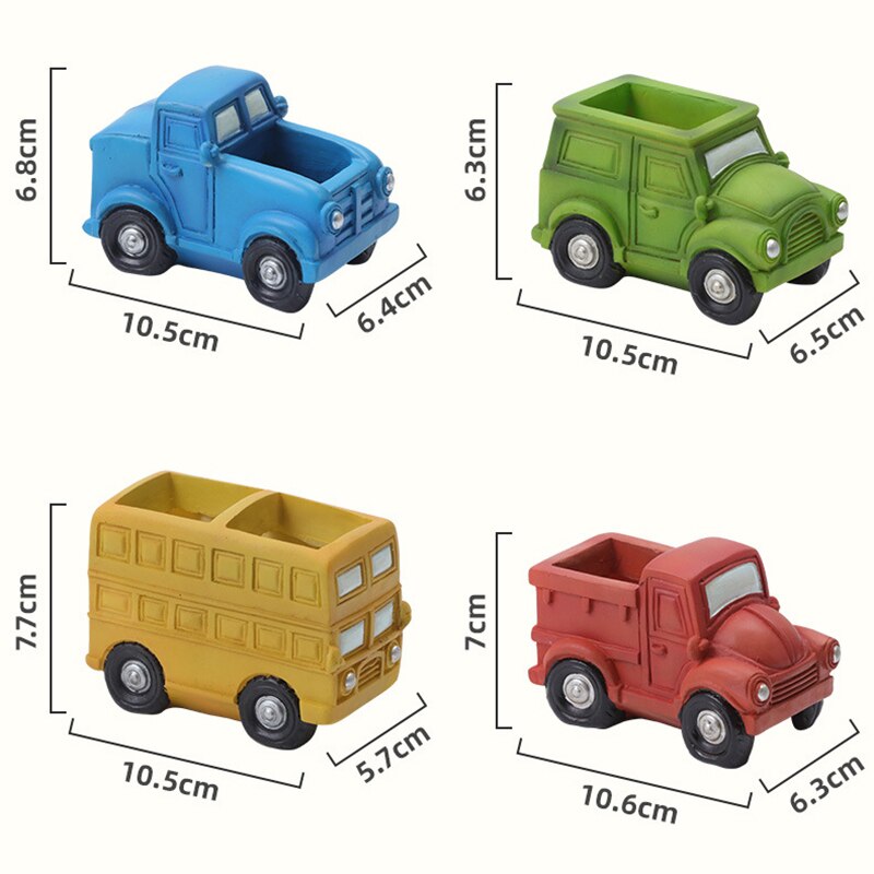 Car Shaped Resin Succulents Pot Cute Planter Pots Truck Cactus Plant Pots Small Plant Indoor Desk Decor Table Decoration