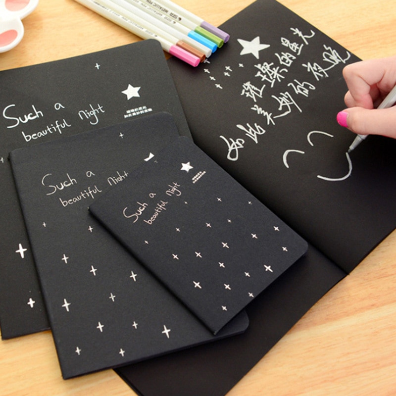 60 Page Sketchbook Diary For Drawing Painting Graffiti Soft Cover Black Paper Sketch Book Notebook Office School Supply