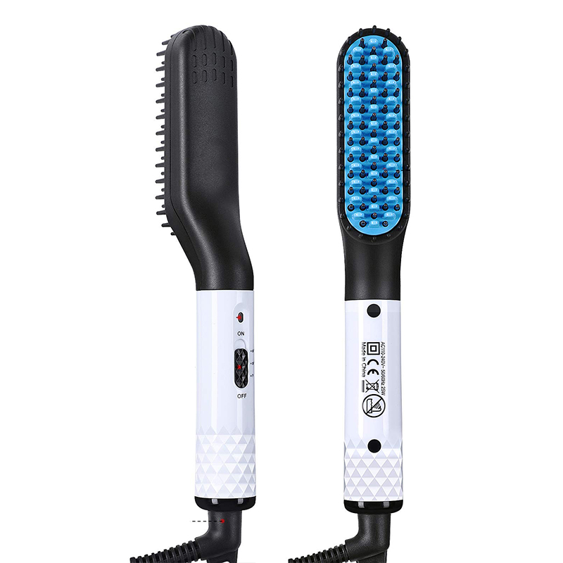 Mann Bart Glätteisen Kamm Haarglätter Pinsel Glätteisen Planchas de Cabello Har Glätteisen für Mann: Blau / EU