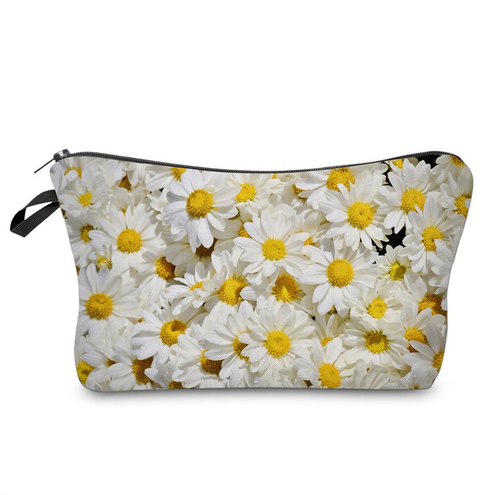 Deanfun Waterproof Cosmetic Bag Women Toiletry Bags Roomy Little Daisy Small Makeup Bags Women 52349: Default Title