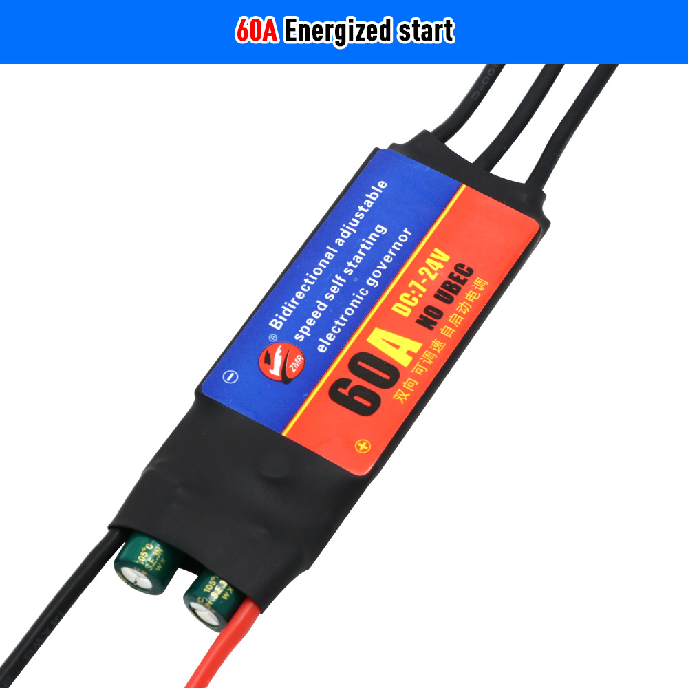ZMR 2-6S 30A 60A ESC controlador de velocidad de regulación eléctrica sin escobillas de arranque automático bidireccional ESC para herramientas de bricolaje: Transparente
