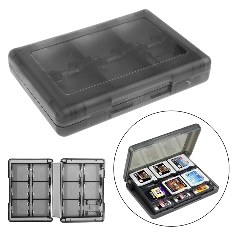 Accessoires de jeux étui 28-en-1 noir boîte de cartes à jouer support cartouche boîte de rangement pour Nintendo DS 3DS