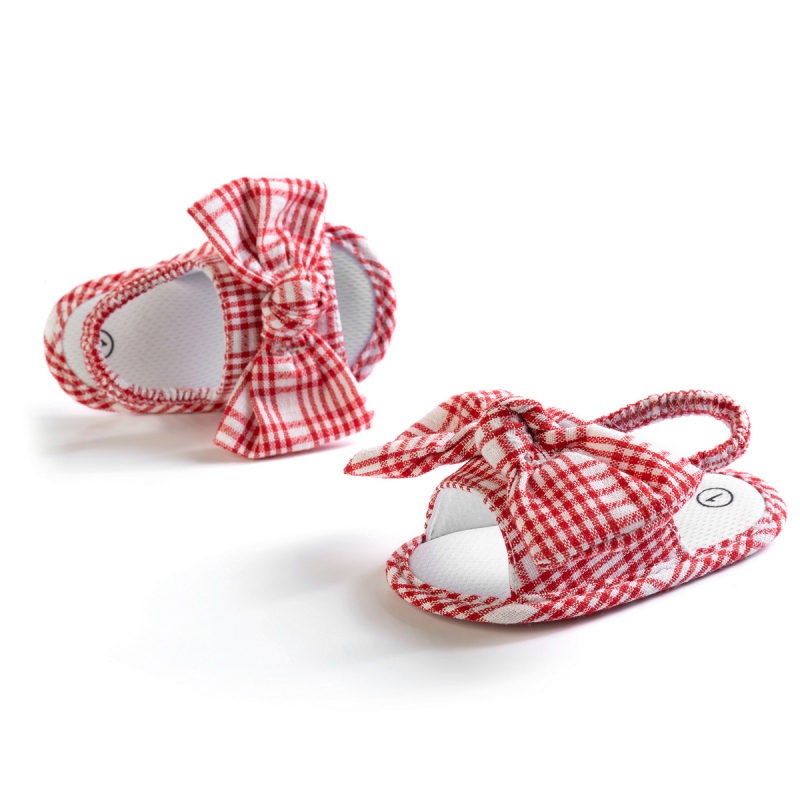 Sommer Neugeborenen Baby Mädchen Sandalen Anti Unterhose Weiche Sohle Plaid Kleinkind Erste Wanderschuhe Schuhe 0-18M lässig Bowknot Strand Schuhe