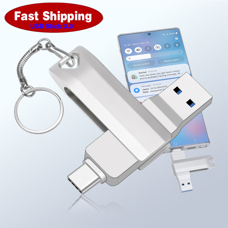Fast Type C 3 in 1 USB 3.0 Flash Drive 16GB pendrive 32GB pen drive 64GB real capacity usb memory stick 128GB for 256GB