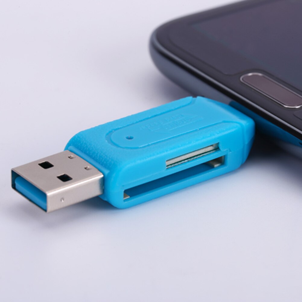 Portable USB 2.0 + Micro USB OTG SD TF Memory Card Reader Adapter For Cell Phone Computer Tablet PC 5 Colors