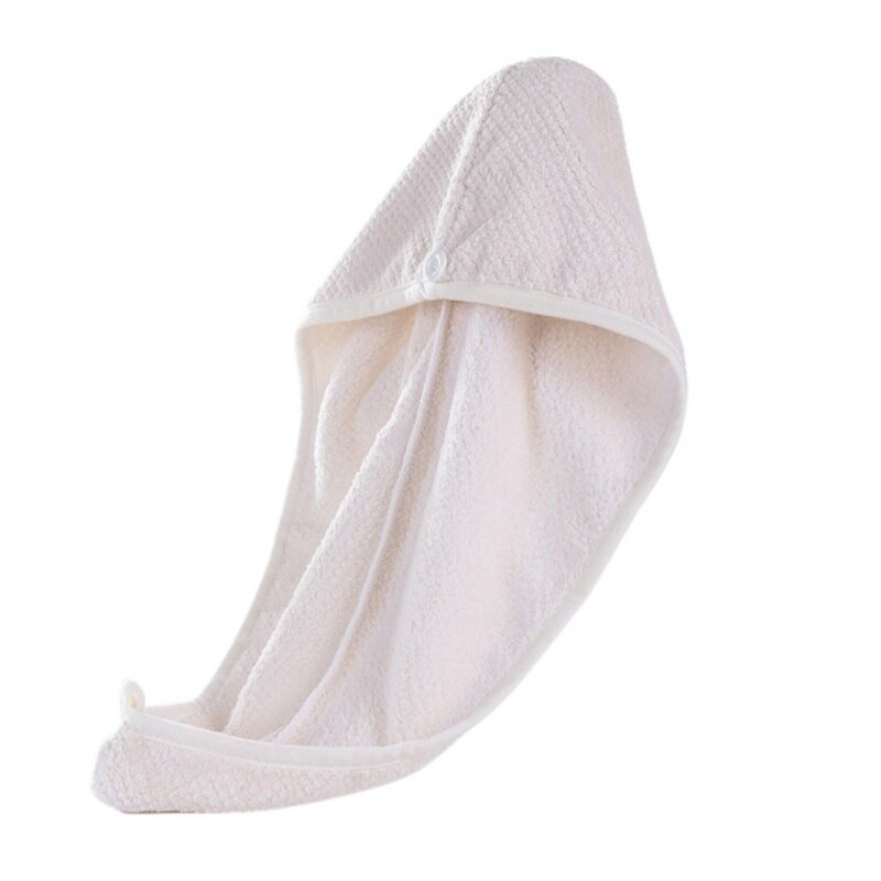Hårpleje koral fleece hår tørrer håndklæde super absorberende twist hår wrap wrap cap turban hat til krøllet langt og tykt hår: Hvid