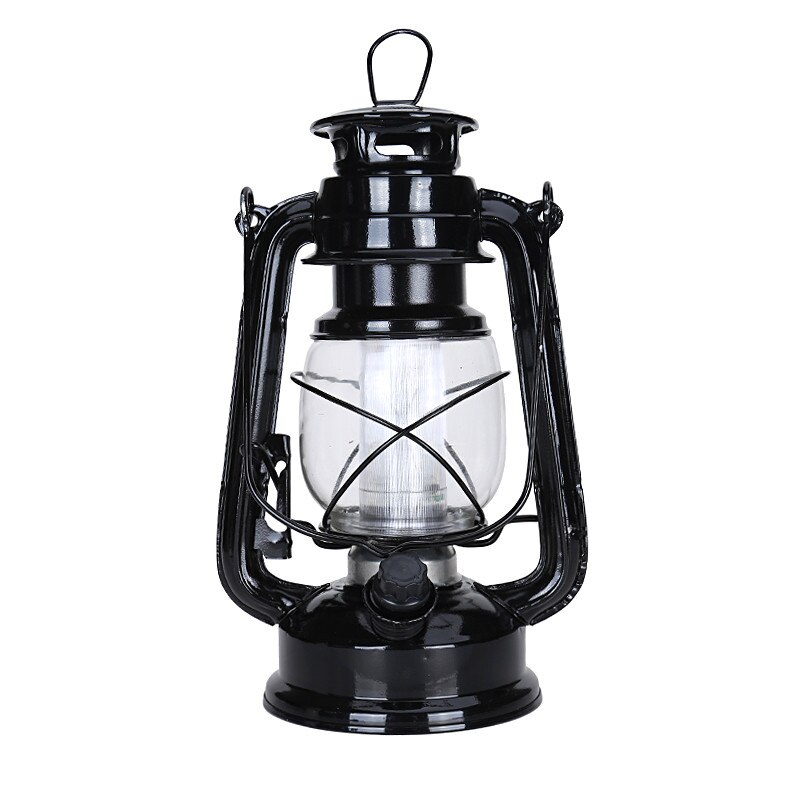 Retro oljelampa tält camping led ljus vintage stil fotogenlampa bredvid ljus för bar kafé led lampor batteriljus: Svart