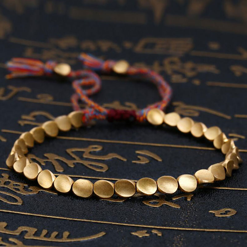 Perlen Armband Mann Frauen Elastizität Armreif Schmuck Bogen Perlen Armband Tibetischen Buddhistischen Geflochtene Kupfer Glück Armband: Default Title