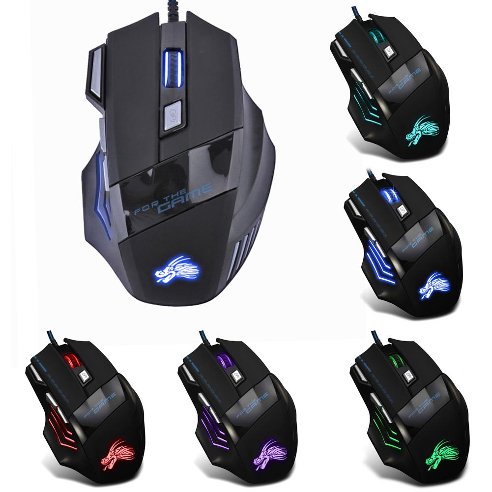 ALLOYSEED 5500DPI LED Optical USB Wired Gaming Mouse 7 Buttons Gamer Computer Mice for computer laptop desktop PC