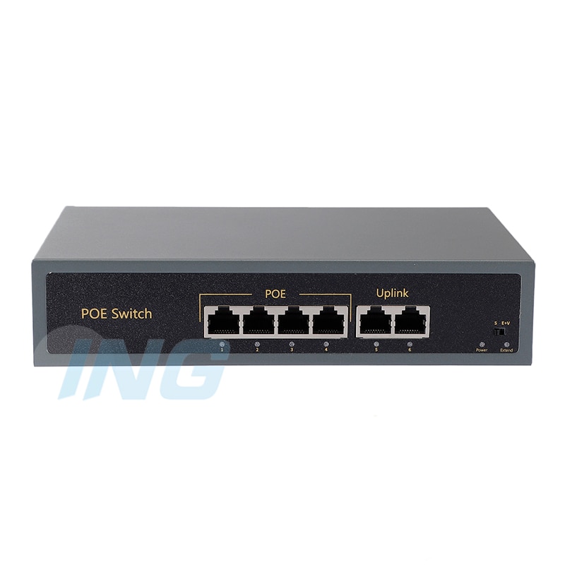 Brand 4+2 4-Port 10/100M POE Switch 60W 48V Power over Ethernet IEEE802.3af For IP Camera System Network Switch