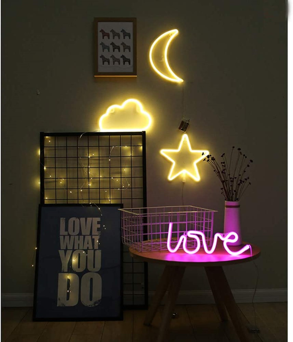 Star Shaped Neon Signs Led Neon Light Star Wall Light for Studio Kids Room Living Room Bedroom Wedding Party Decoration