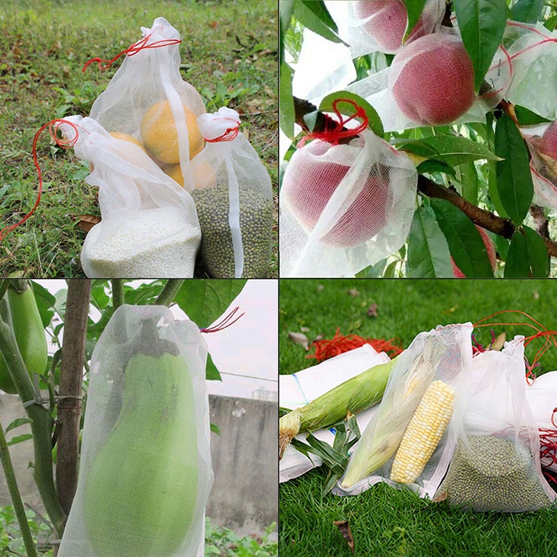 50 stk hageverktøy nettingposer fruktbarriere dekker poser fruktbeskyttelsespose nylon hagesettposer myggnettbarrierepose