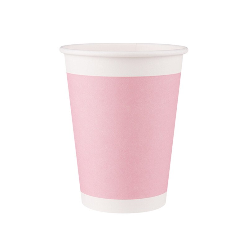 50pcs Pink thicken disposable coffee cup party wedding birthday favor drink paper cup cute takeaway packaging cups with lid: only cup