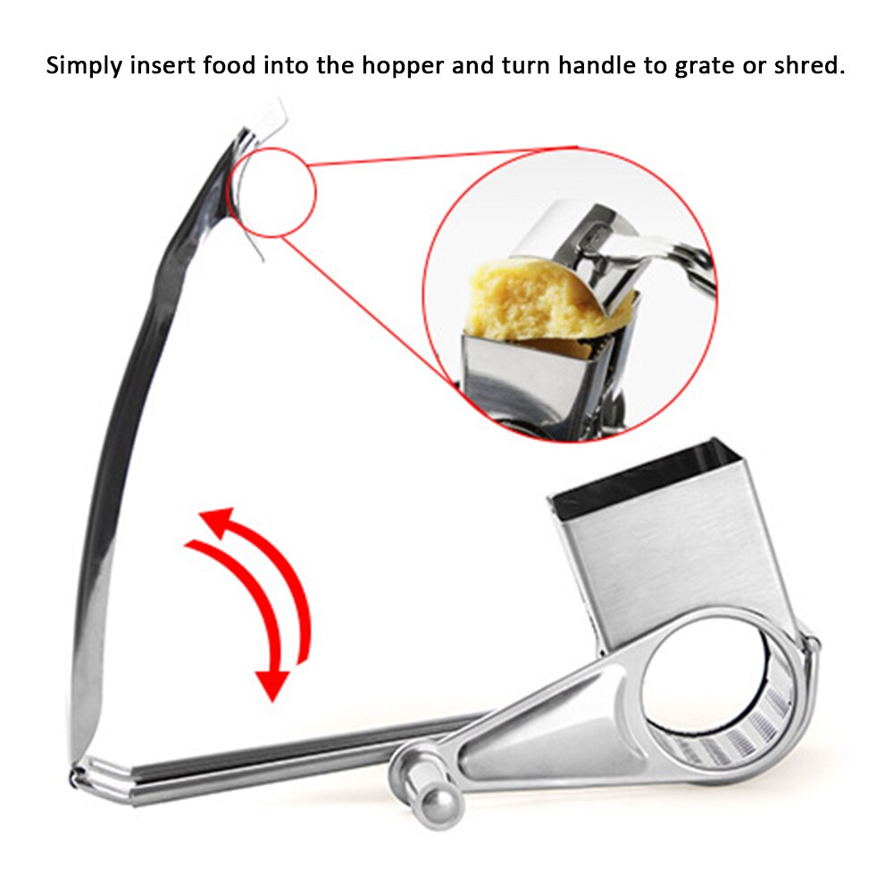 Detachable Slicer Stainless Steel Sharp Cylinder Hand Crank Labor Saving Cutter Home Kitchen Rotary Cheese Grater Easy Clean