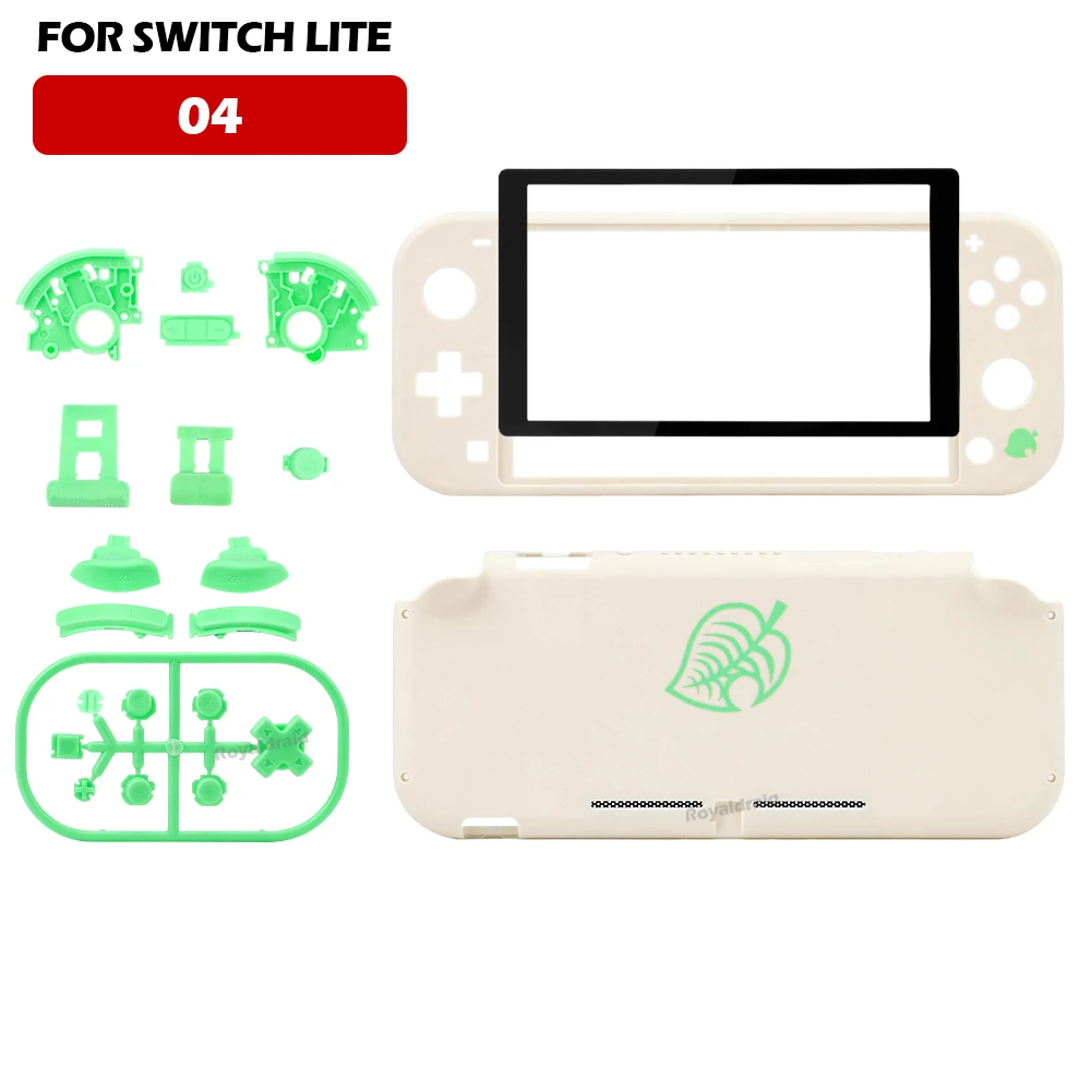 Para Switch Lite para consola de juegos NS LITE, carcasa de repuesto, botones y acceso de modificación de pantalla de película de vidrio templado: Marrón