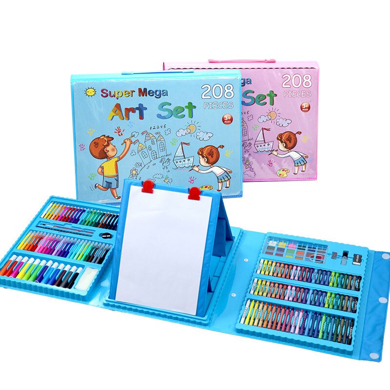 para niños de 288 Uds., rotulador artístico con dibujo de acuarela, conjunto de pinceles para niños, conjunto para arte y pintura para niños, suministros de papel de oficina: 208 Pcs-blue