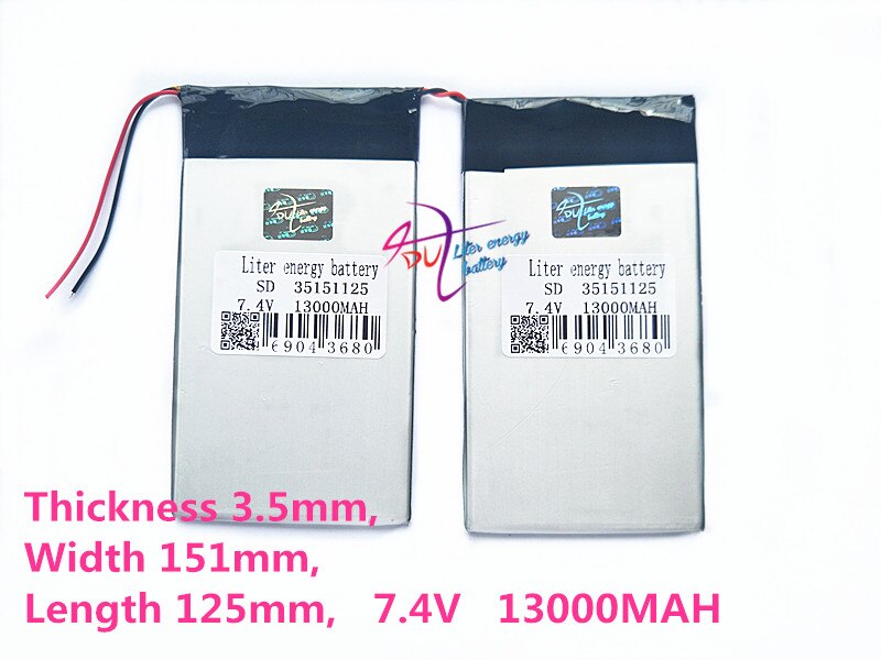 35151125 7,4 V 13000mAh tabletas baterías DIY U30GT, U30GT1, U30GT2 dual cuatro núcleos tableta pc batería 33161125