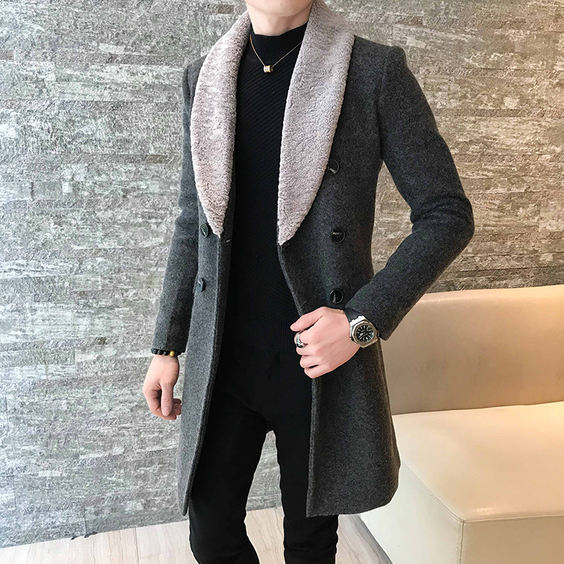 Långa ullrockar herr khaki dubbelknäppta långa rockar herr gentleman trenchcoats abrigo hombre invierno casaco longo masculino