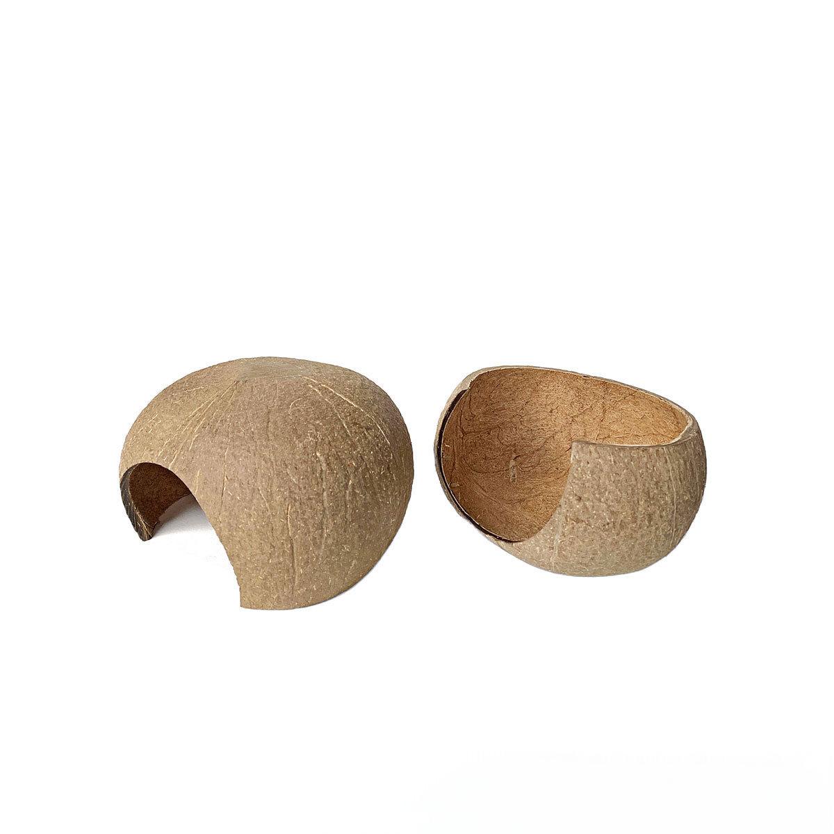 Natürliches Kokosnusshäus für Hamster, bissfest, natürlicher Kokosnusskäfig für kleine Haustiere, halbrunder Kokosnusshamster-Versteck aus Holz