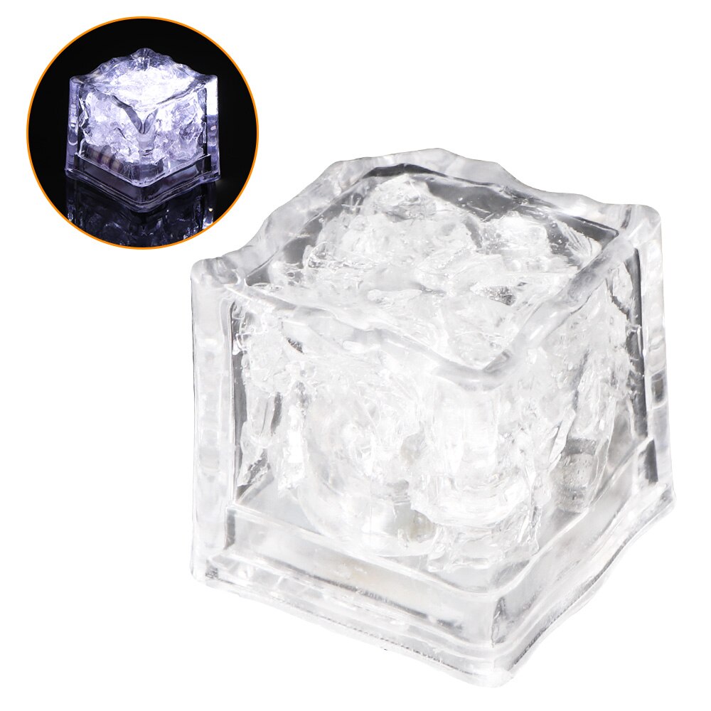6 pièces lumière LED glaçons lumineux nuit lampe fête barre mariage tasse décoration brillant glaçons dans l'eau coloré clignotant glace: White