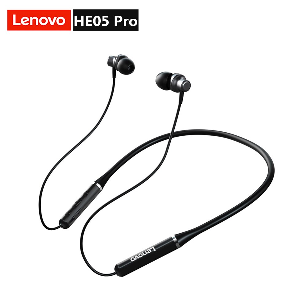 Lenovo HE05 Pro Bluetooth 5.0 Earphone In-ear Gaming Wireless Headset IPX5 Waterproof Sports Headphone with Noise Cancelling Mic: HE05 Pro Black