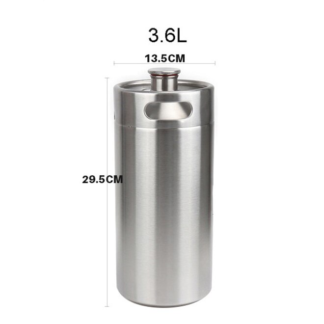 2/3.6/5L Rvs Mini Biervat Onder Druk Growler Voor Craft Bier Dispenser Bar Gereedschap Huishoudelijke Brouwen Jug: 3.6L