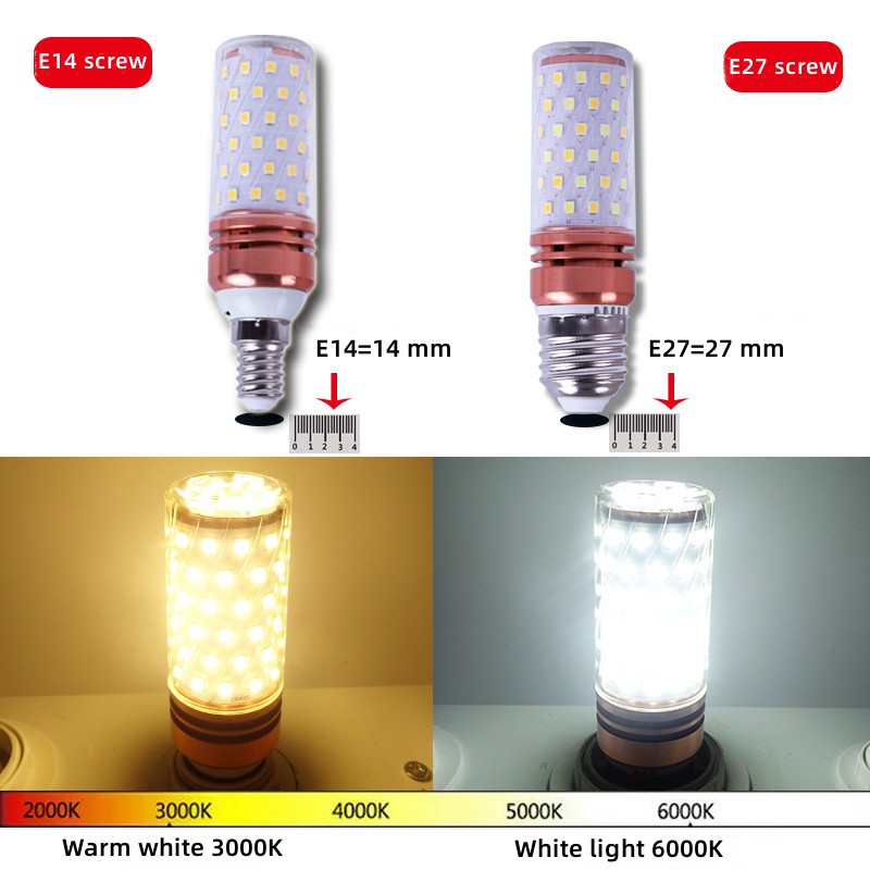 Superheldere Led Lamp Spaarlamp E14 Kleine Schroef E27 Maïslamp Huishoudelijke Verlichting Drie Kleuren Dimmen Volledig Spectrum 220V