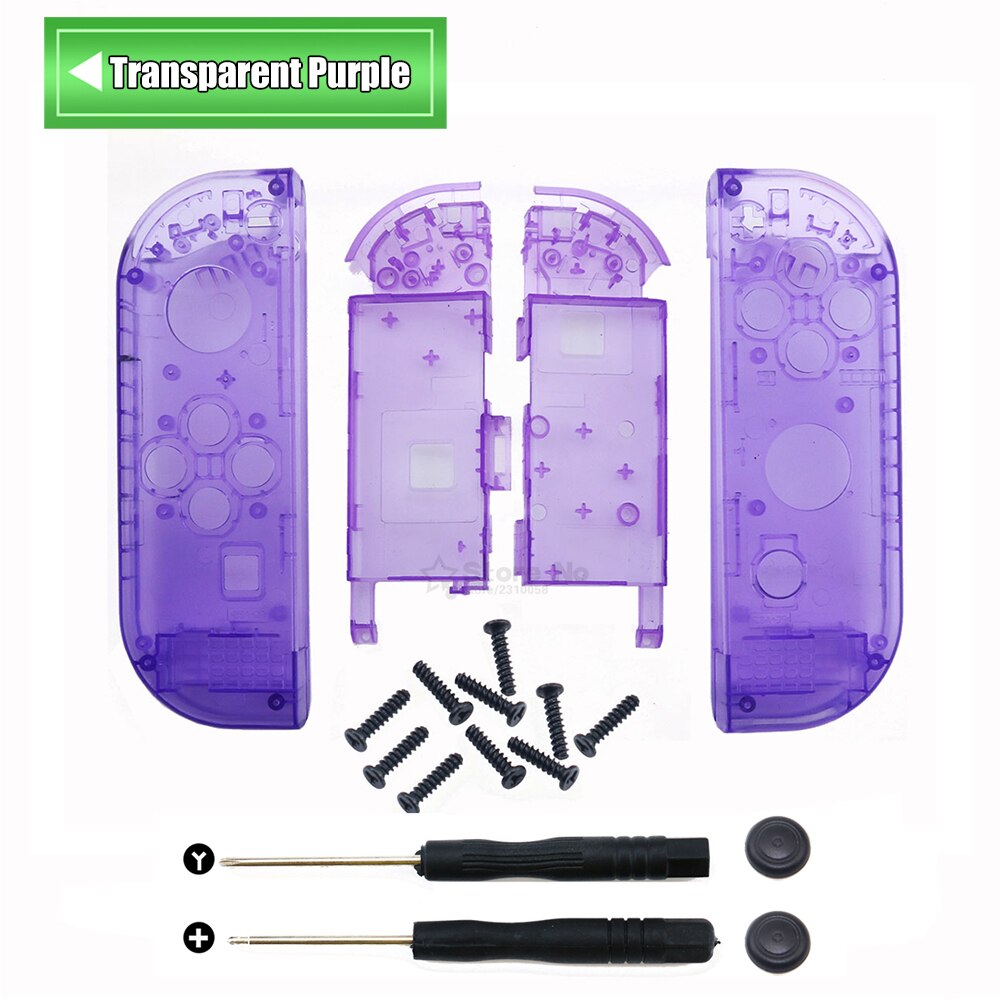 Housing Shell Case Cover for Nintend Switch NS NX Joy Con Controller Replacement Repair Accessories w Middle Frame + Tools: Transparent Purple