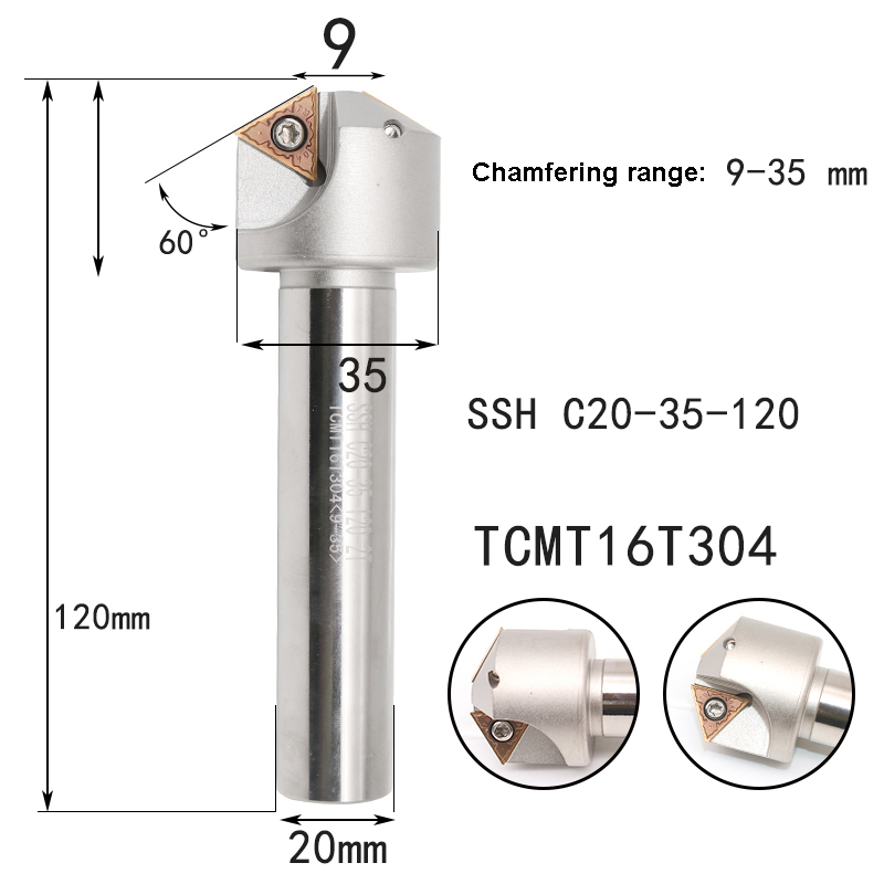 LIHAOPING 15 45 60 herramientas de biselado de 30 grados SSO SSY SSP SSH TCM C16-16-110 fresadora CNC torno cortador insertos TCMX TCMT: 8,5 mm