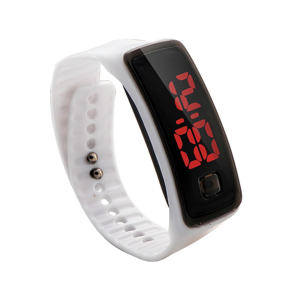 LED Digital Watch LED Touching Screen with Silicone Strap Luminous Casual Watch Wrist Unisex YA88: White