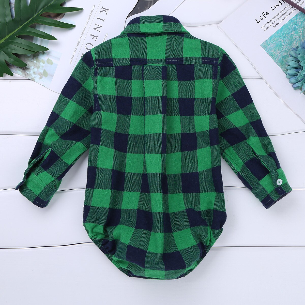Iiniim Baby Boy Bodysuit Lange Mouw Winter Infantil Bebe Jongens Kleding Plaid Button-up Overhemd Bodysuits voor Eerste Verjaardag party