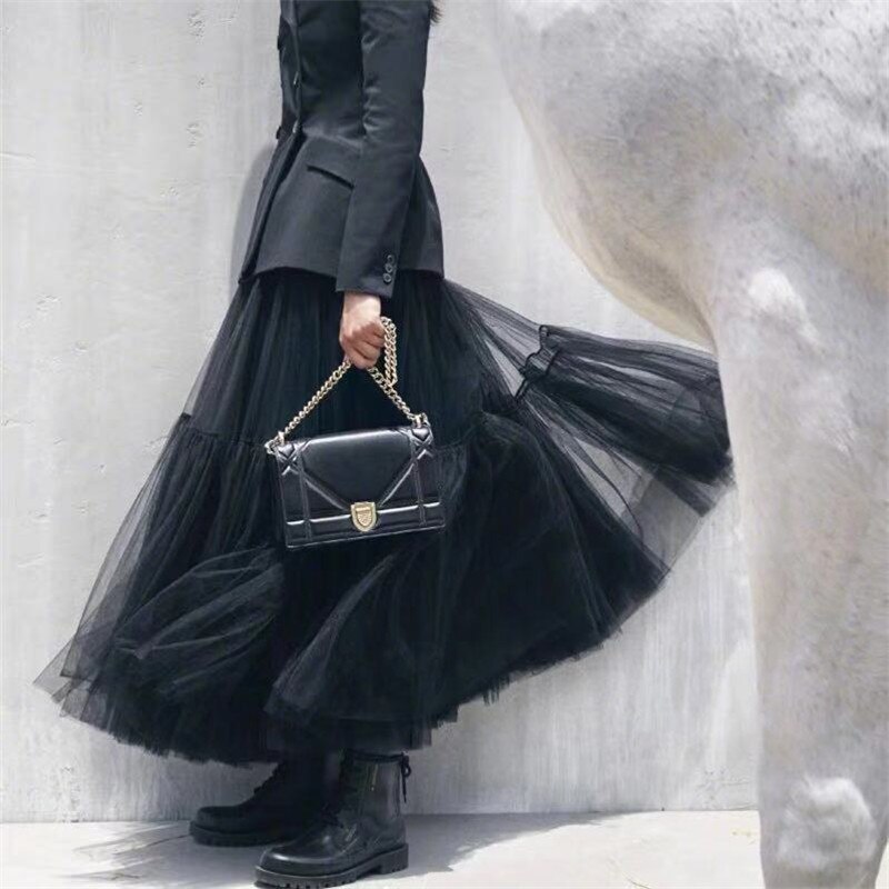 Underkjol tutu l tyll kjol vintage midi veckade kjolar lolita brudtärna bröllop faldas mujer saias jupe